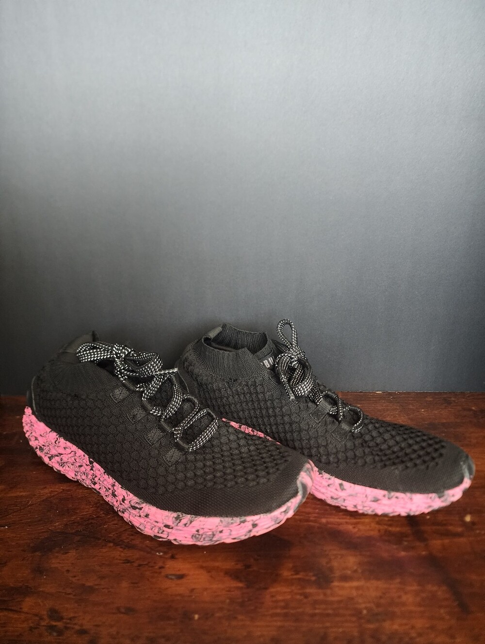 NOBULL All Day Knit Runner Black Body Pink Sole Training Shoes Men’s 10.5 / W 12